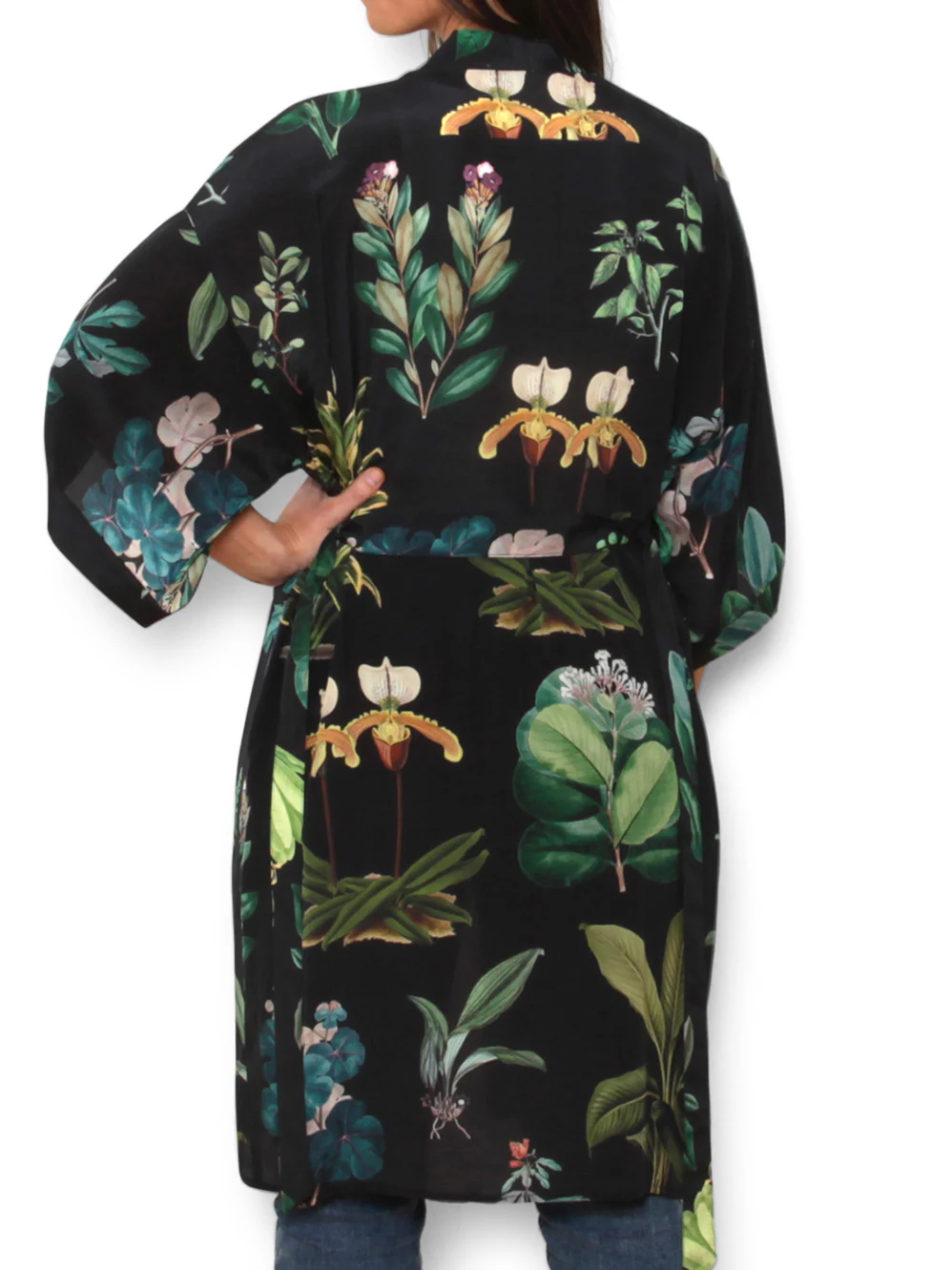 THE ARTIST LABEL ANCIENT BOTANY SILK LONG KIMONO - Image 3