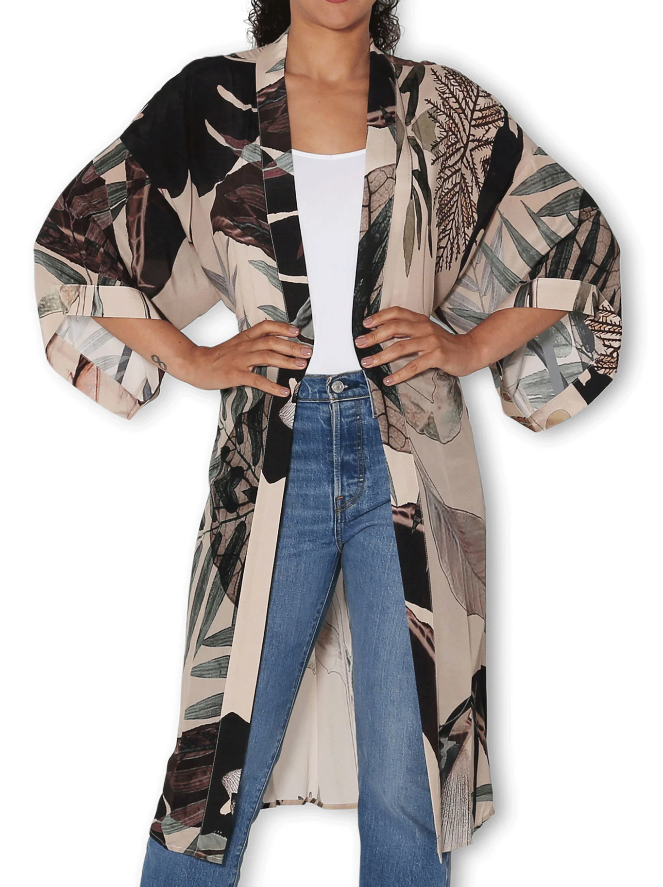 THE ARTISTS LABEL RADIO GARDEN SILK LONG KIMONO