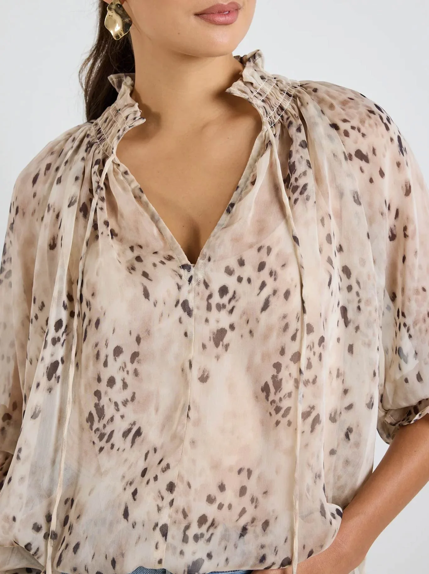 AMONG THE BRAVE ODYSSEY LEOPARD SHIRRED TOP - Image 2