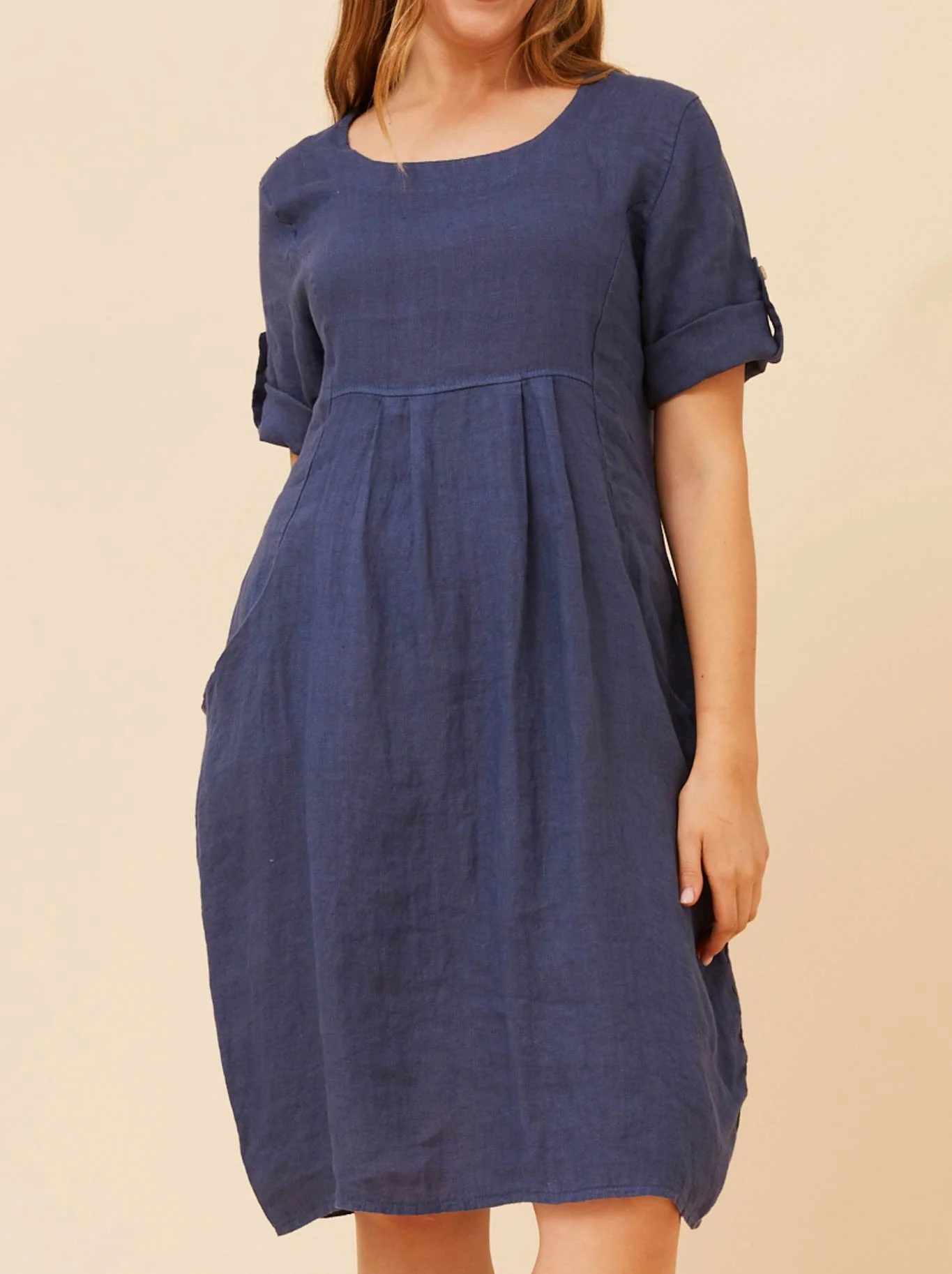 BOTTEGA MODA LINEN DRESS WITH SIDE POCKETS - Image 2