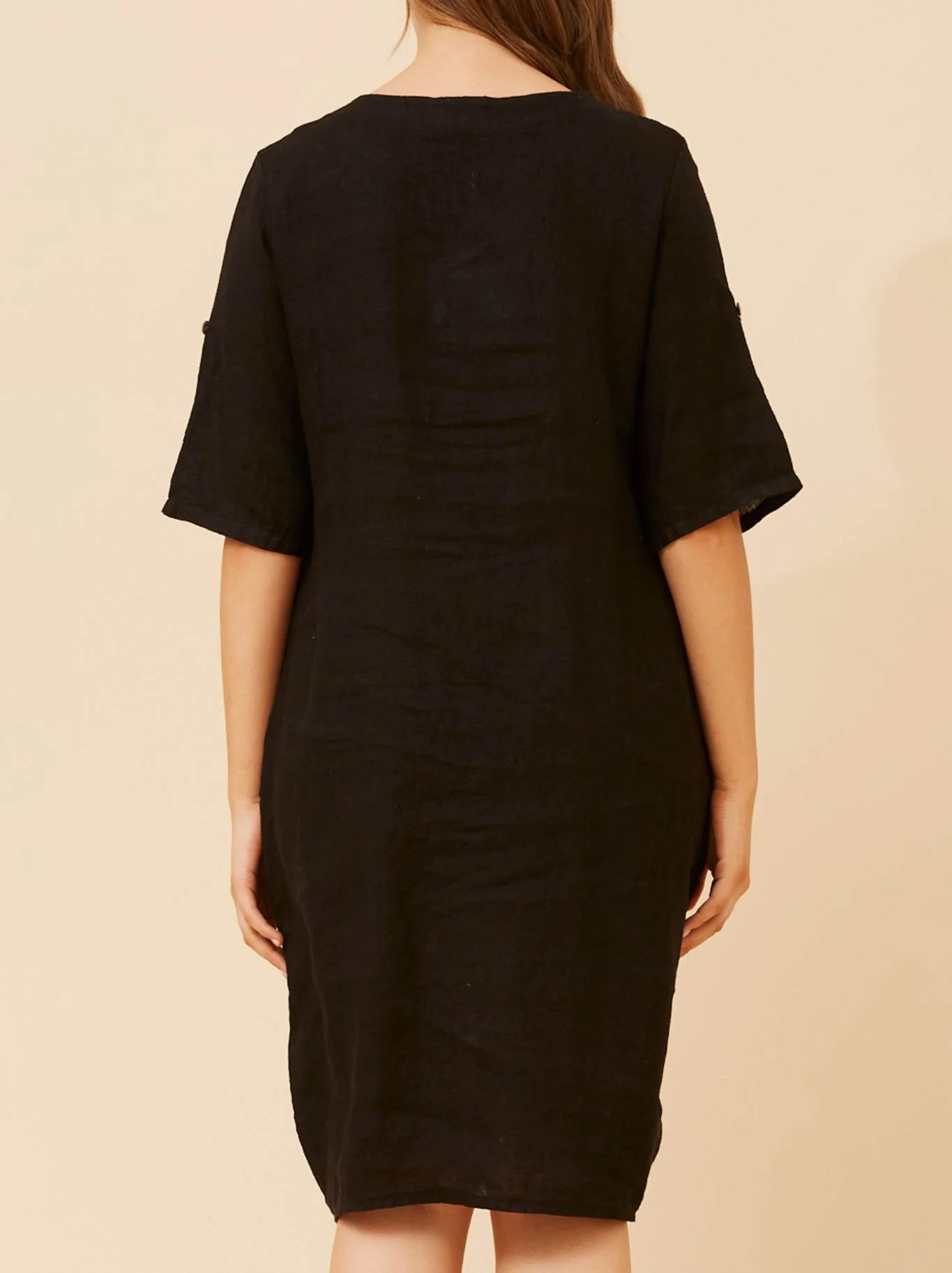 BOTTEGA MODA LINEN DRESS WITH SIDE POCKETS - Image 4