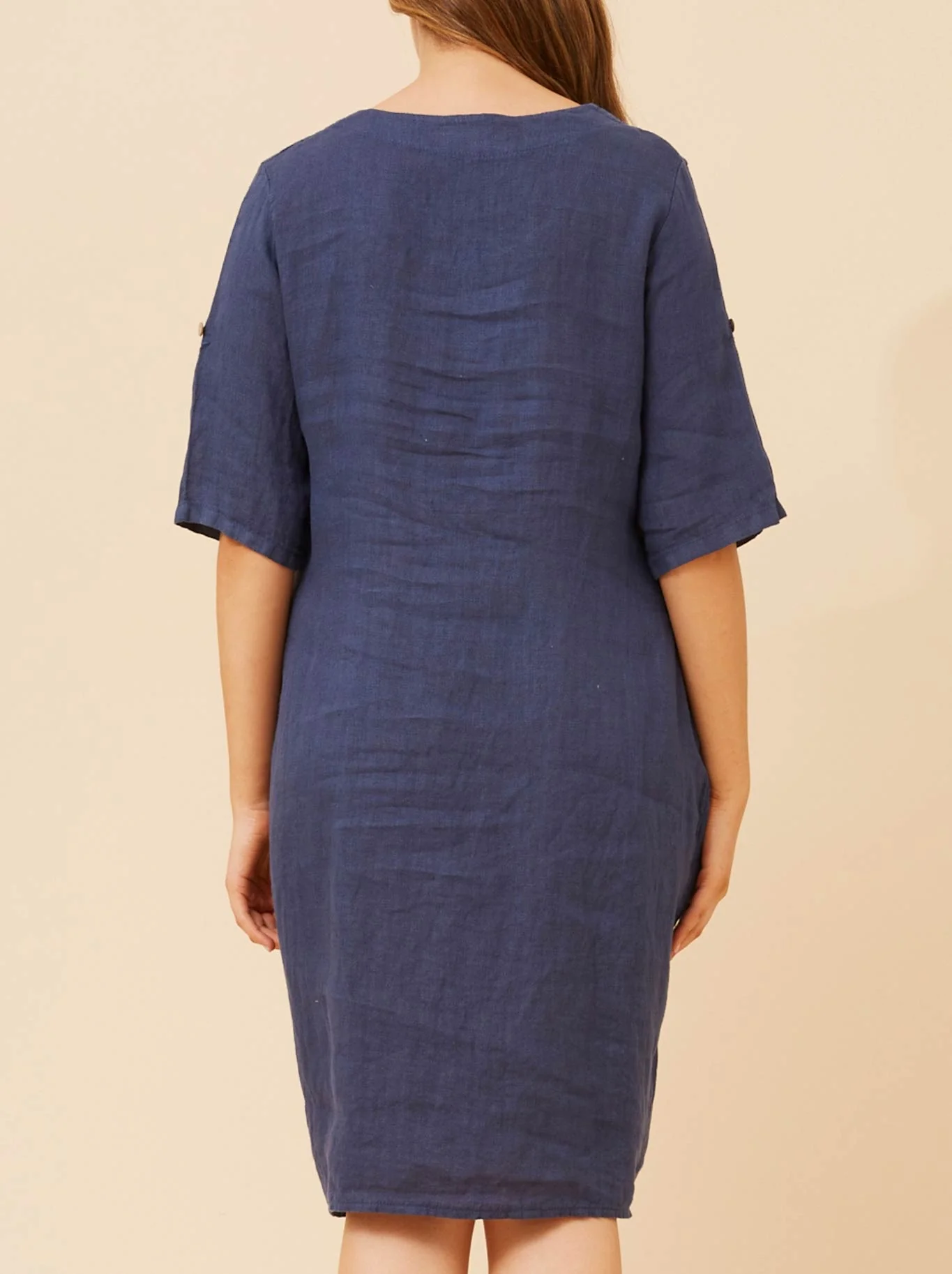 BOTTEGA MODA LINEN DRESS WITH SIDE POCKETS - Image 6