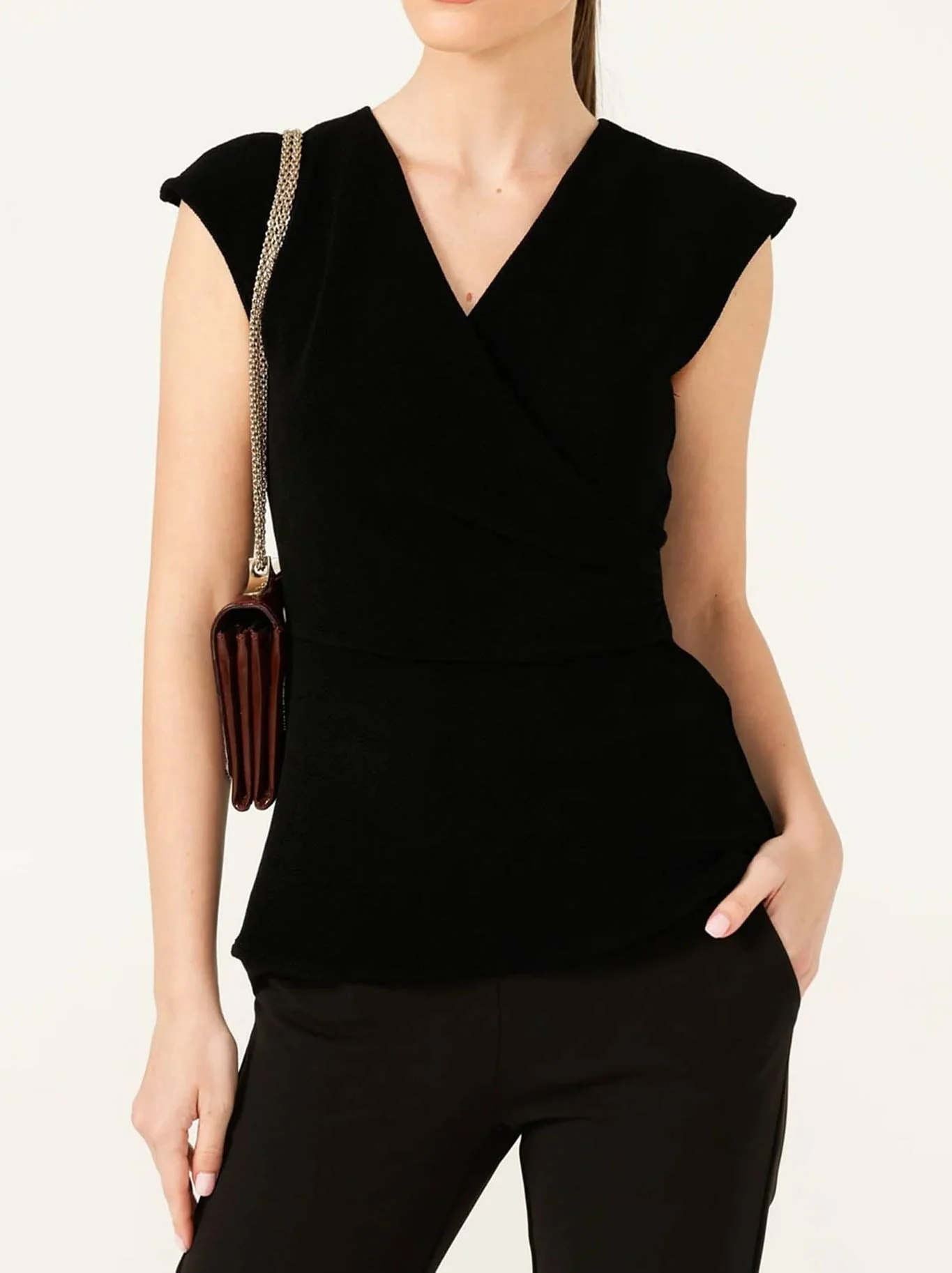 SACHA DRAKE FAUX WRAP PEPLUM TOP