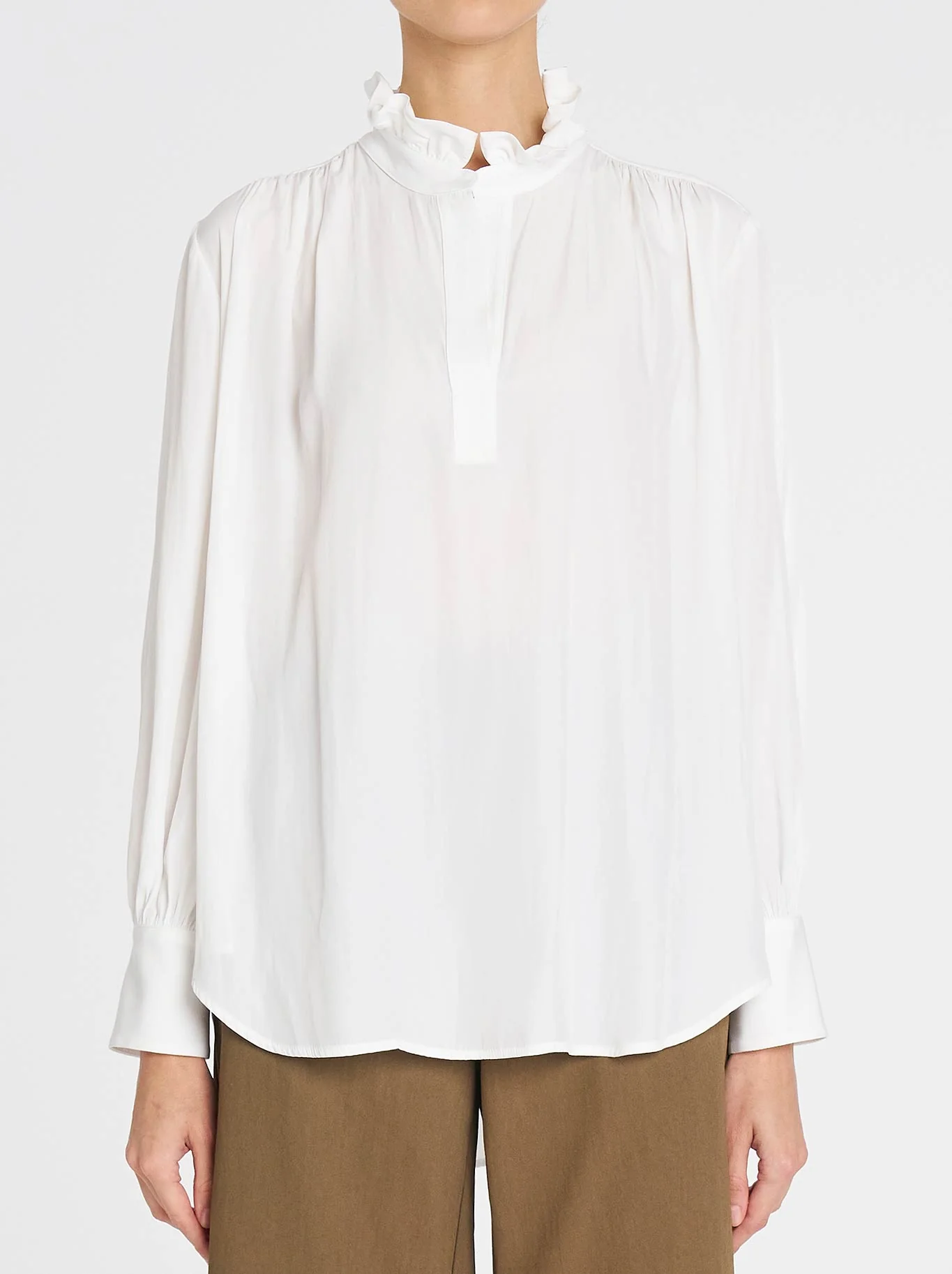 MELA PURDIE FRILL NECK BLOUSE