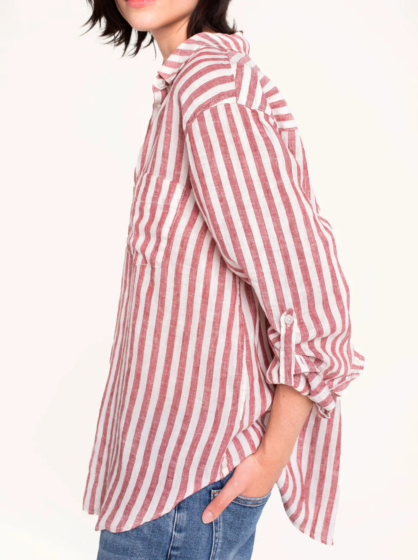 HUT STRIPE LINEN BOYFRIEND SHIRT - Image 15