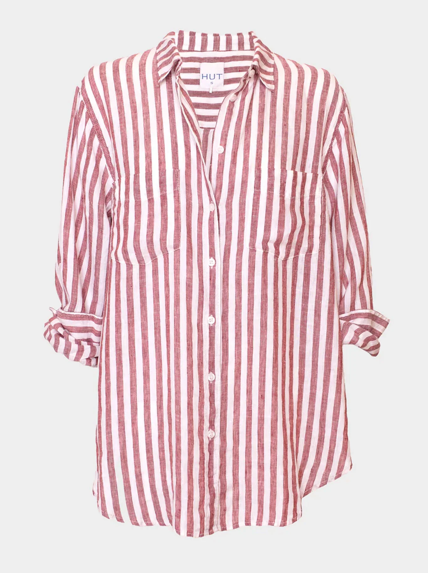 HUT STRIPE LINEN BOYFRIEND SHIRT - Image 16