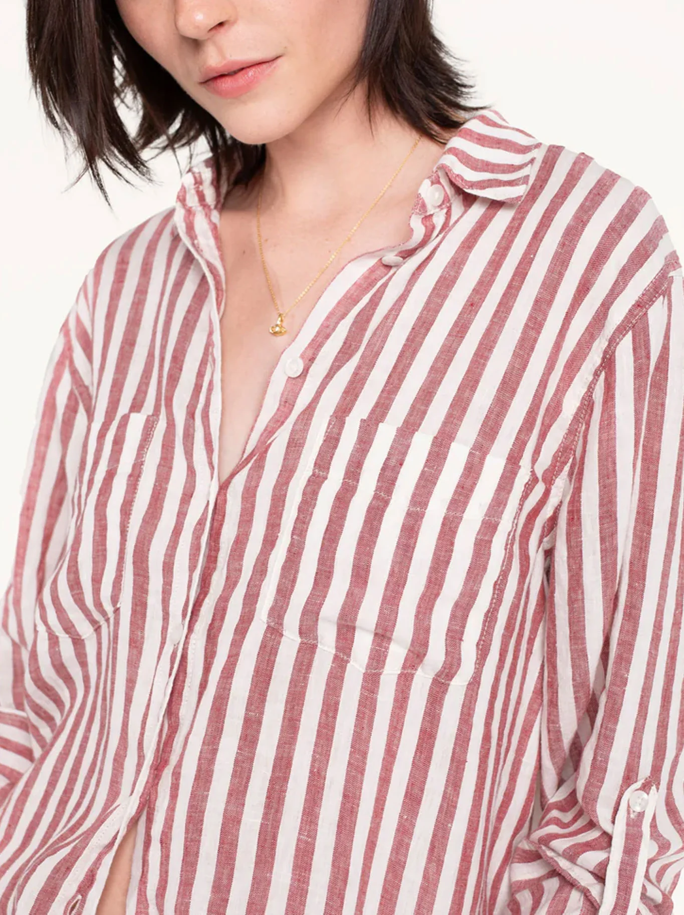HUT STRIPE LINEN BOYFRIEND SHIRT - Image 17