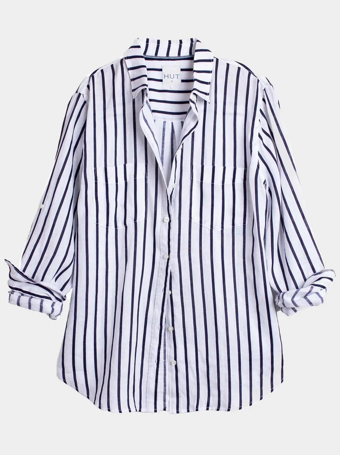HUT STRIPE LINEN BOYFRIEND SHIRT - Image 2
