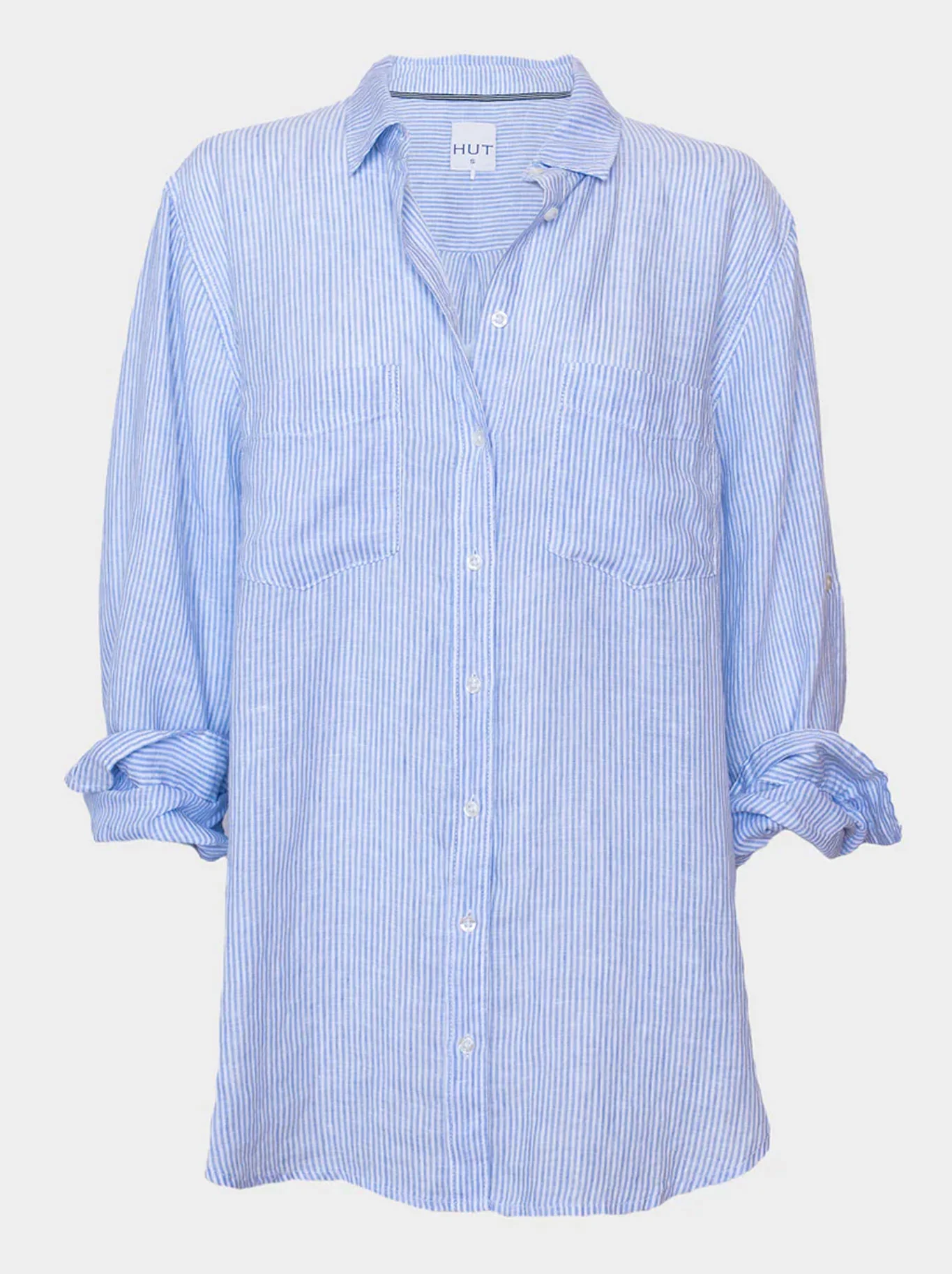 HUT STRIPE LINEN BOYFRIEND SHIRT - Image 5