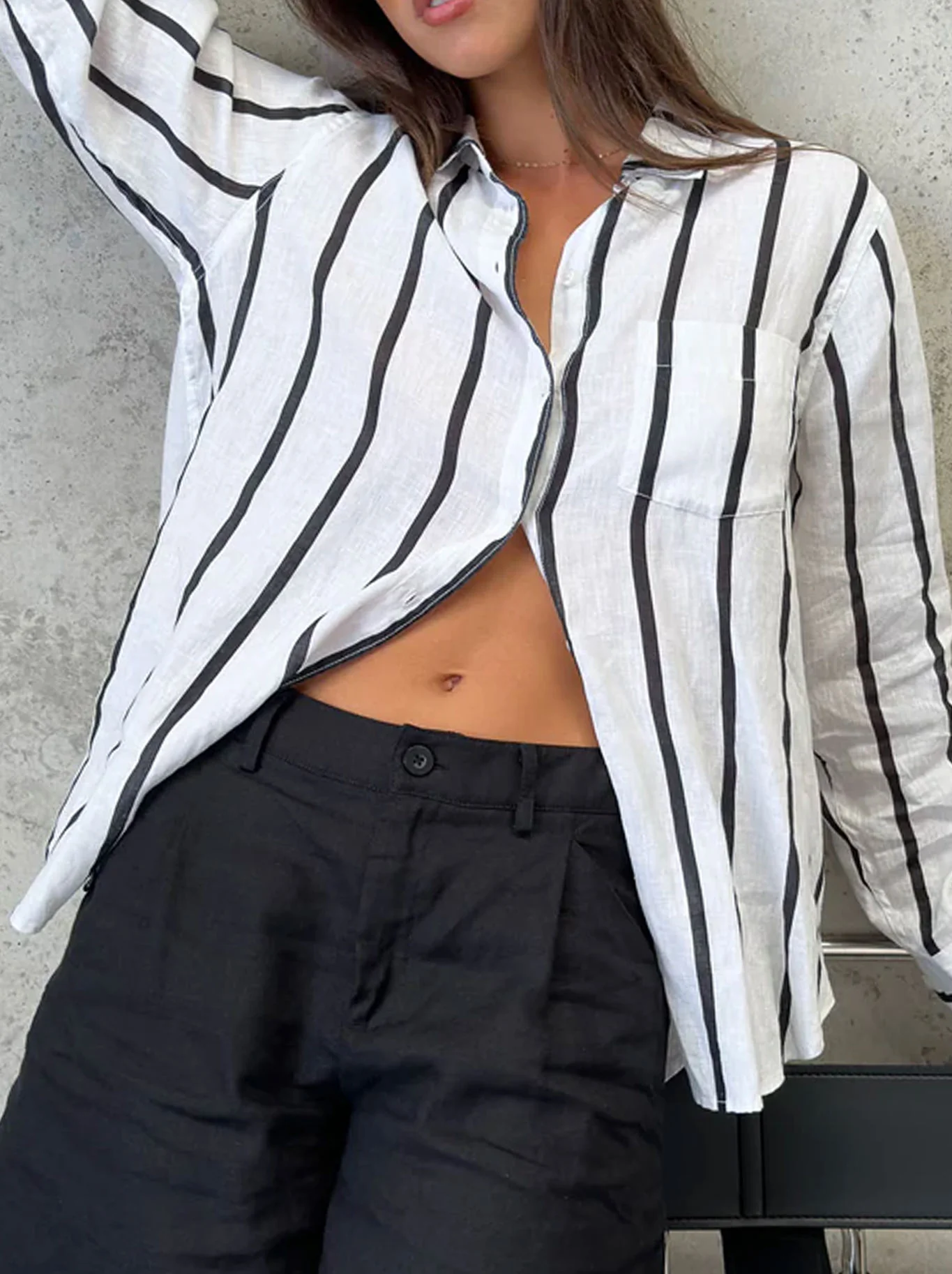 HUT STRIPE LINEN BOYFRIEND SHIRT - Image 6
