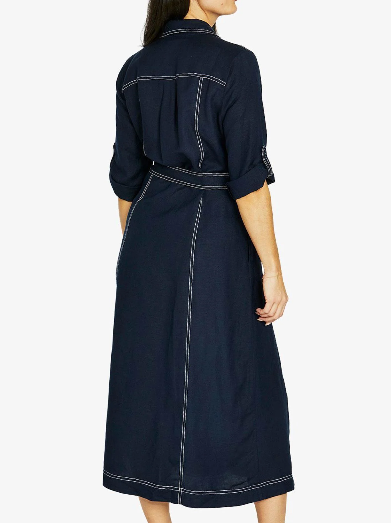 JUMP CONTRAST STITCH TIE DRESS - Image 3