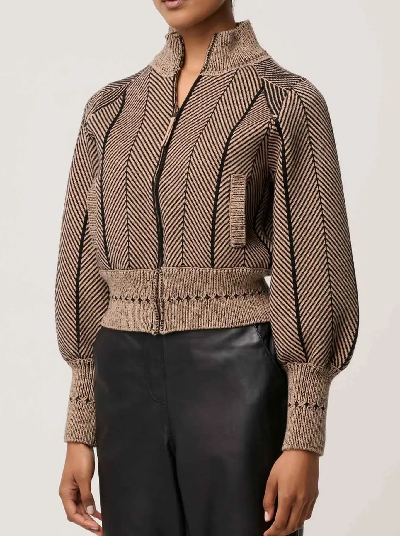 ONCE WAS JEANNE TEXTURED KNIT BOMBER JACKET - Image 2