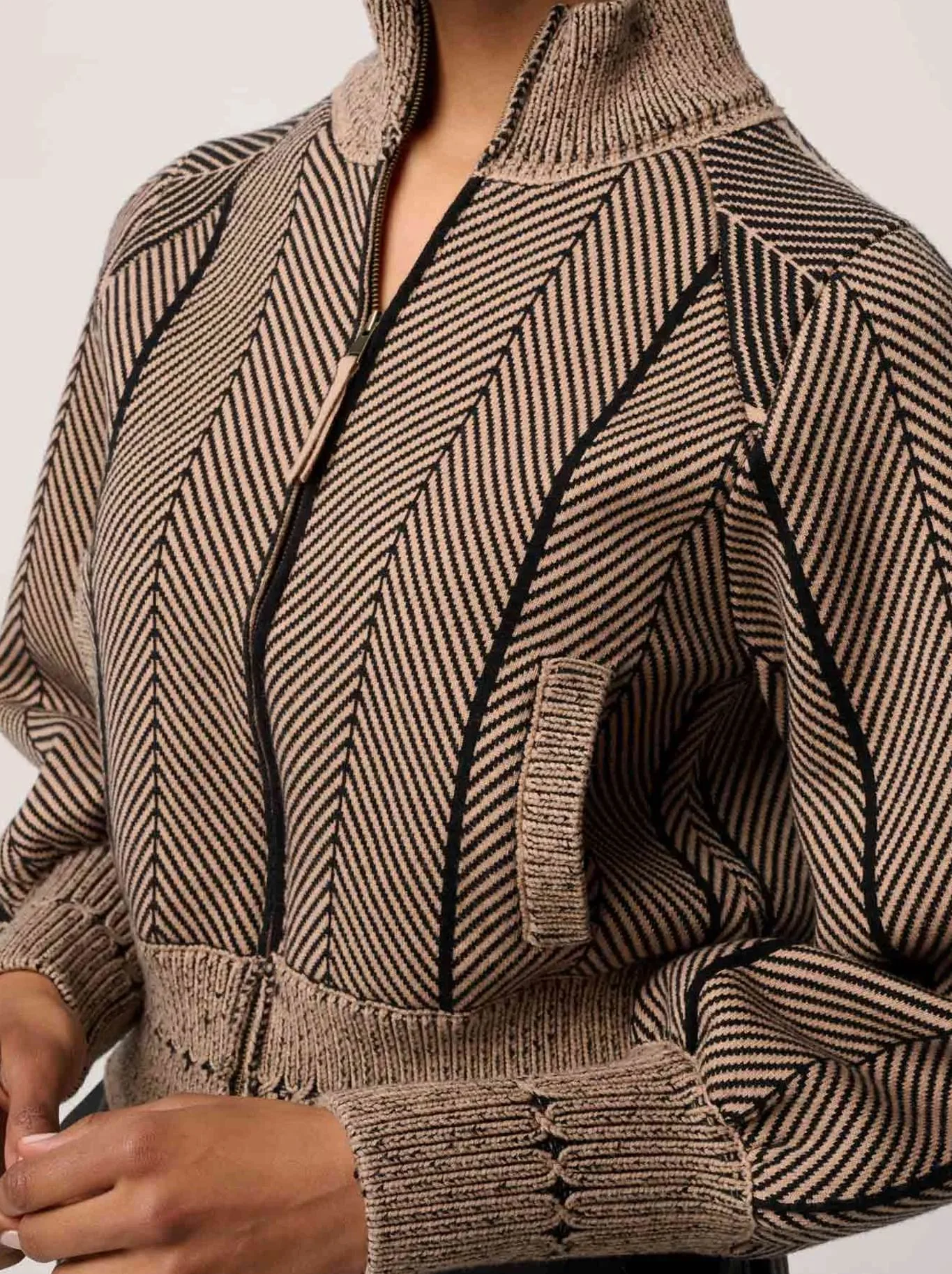ONCE WAS JEANNE TEXTURED KNIT BOMBER JACKET - Image 3