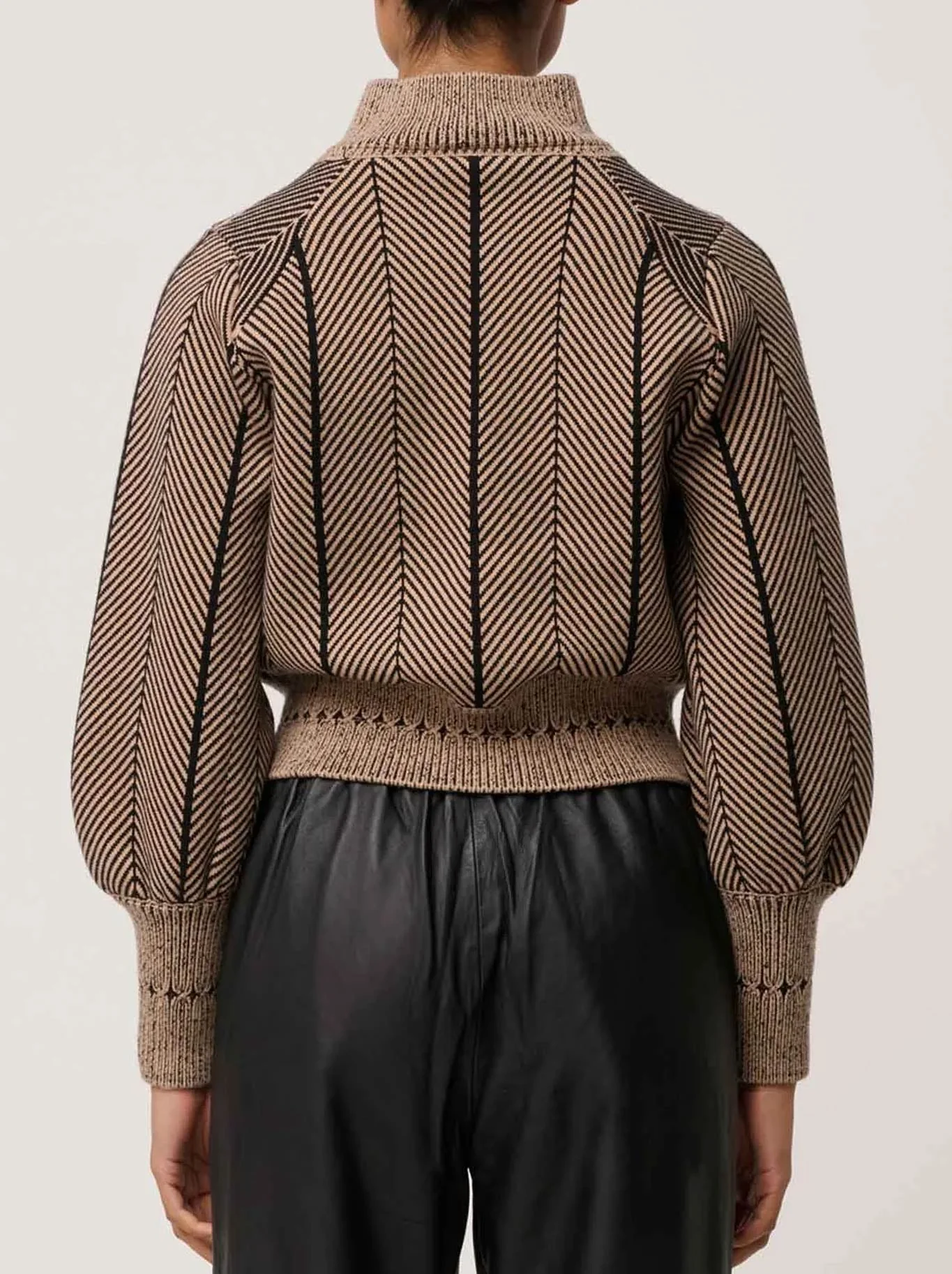 ONCE WAS JEANNE TEXTURED KNIT BOMBER JACKET - Image 4