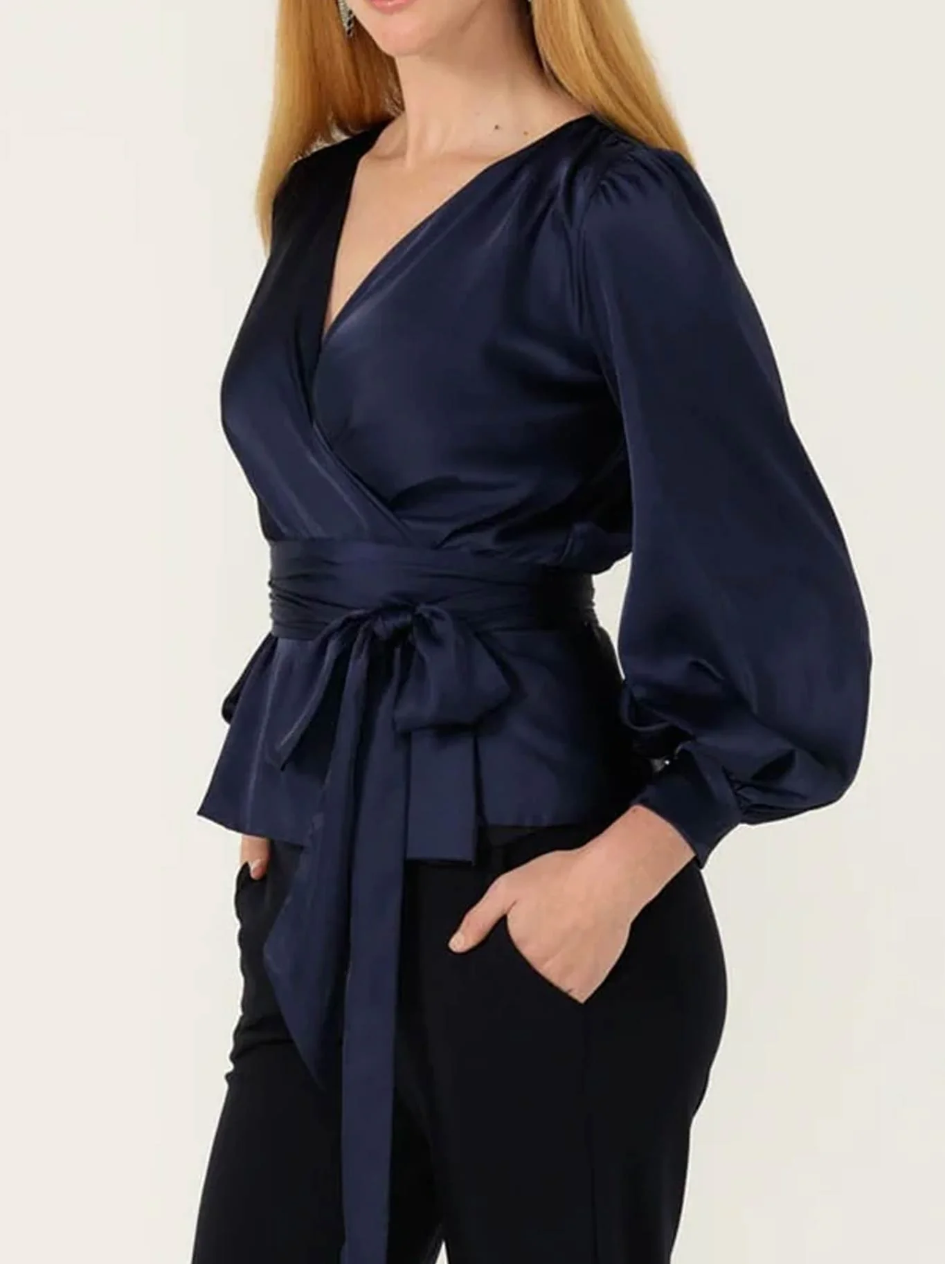 SACHA DRAKE SATIN FAUX WRAP TOP - Image 2