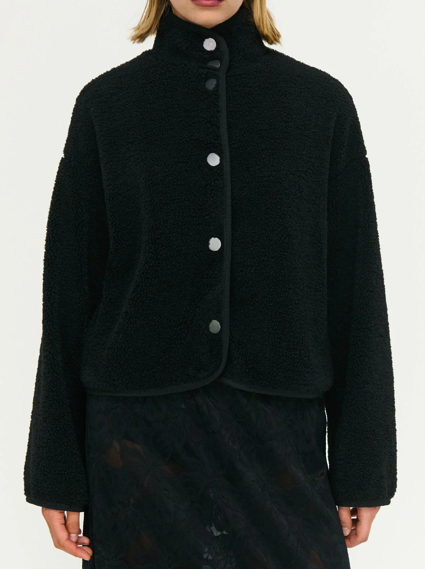 STAPLE THE LABEL KATYA CROPPED SHERPA JACKET