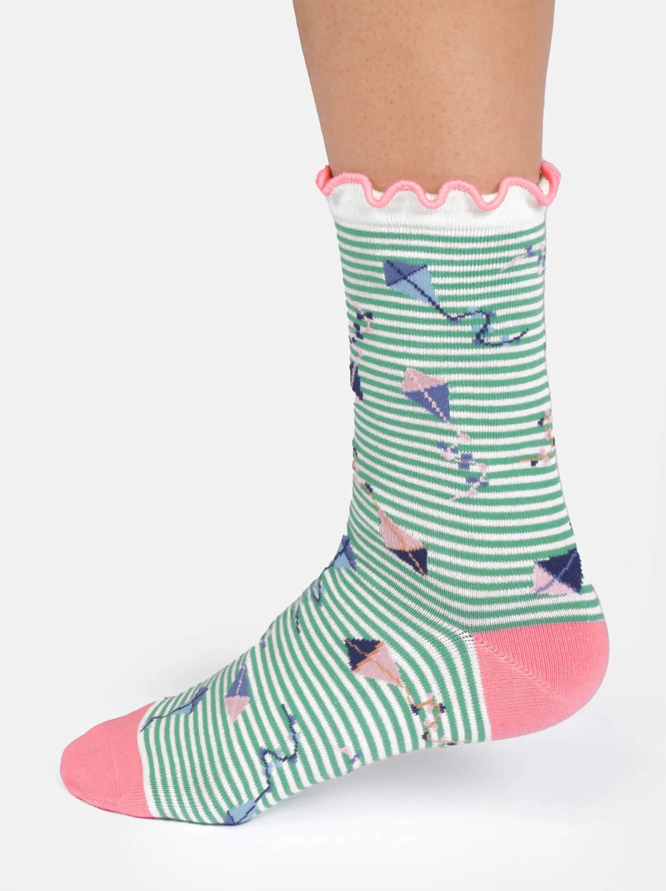 THOUGHT FLYING KITES BAMBOO FRILL CREW SOCKS - Image 2