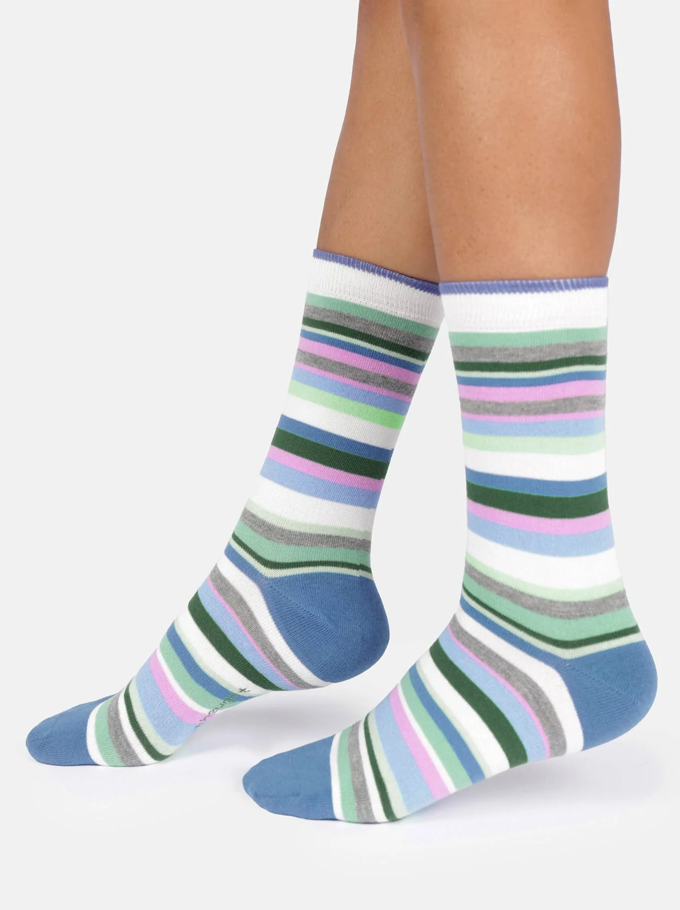THOUGHT COLOURFUL STRIPE BAMBOO CREW SOCKS - Image 2