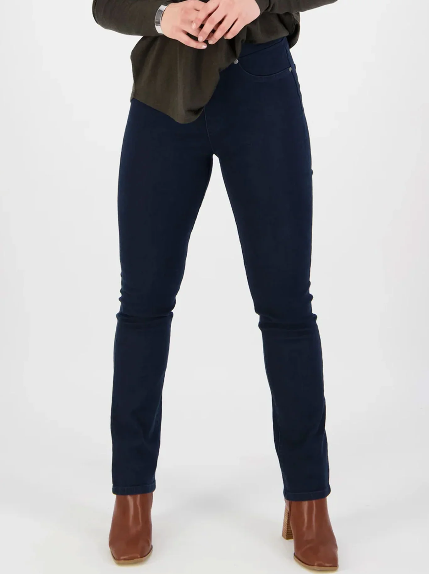 VASSALLI SLIM LEG PULL ON DENIM PANT